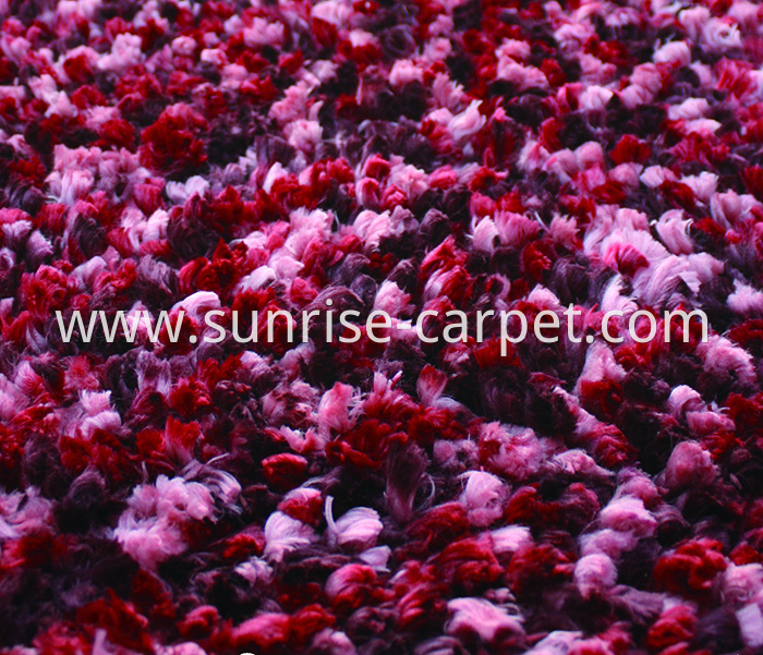 100% Polyester Shaggy rug burgundy color